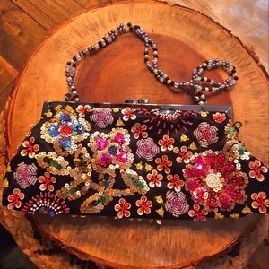 BEAUTIFUL BEADED MULTI COLOR PURSE